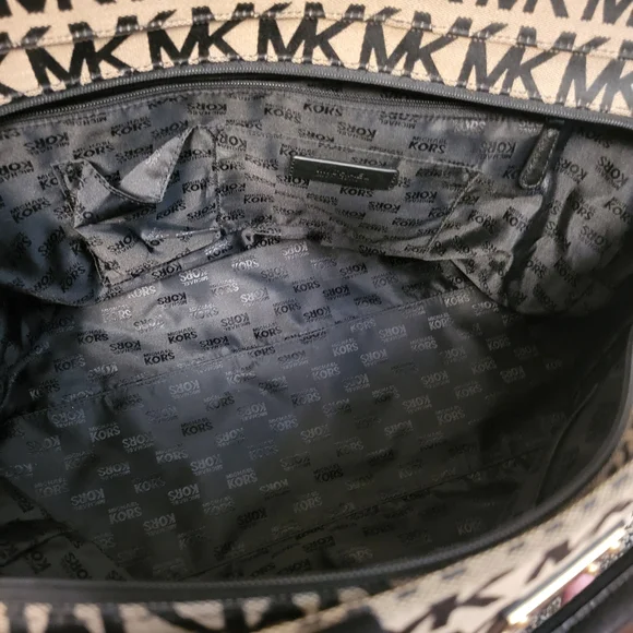 Michael Kors Tan and Black MK Pattern Travel Bag - Picture 3 of 4